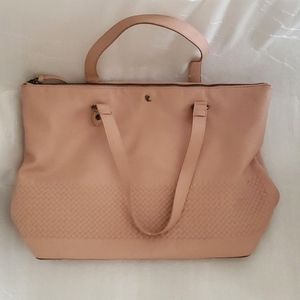 Elliott Lucca Woven Vegan Leather Blush Pink Bag 19" x 13"